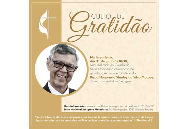 Culto de Gratido pela vida e ministrio do Bispo Honorrio Stanley da Silva Moraes