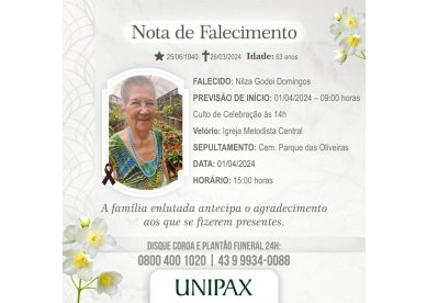 Nota de falecimento: Nilza Godoi Domingos